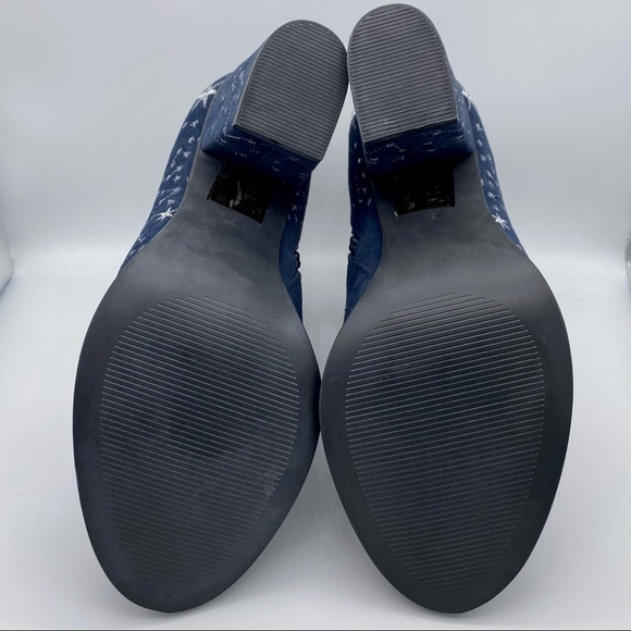 BILLY ELLA Anthro Blue Booties w Silver Embroidered Constellations- Sz 7 - Picture 11 of 13